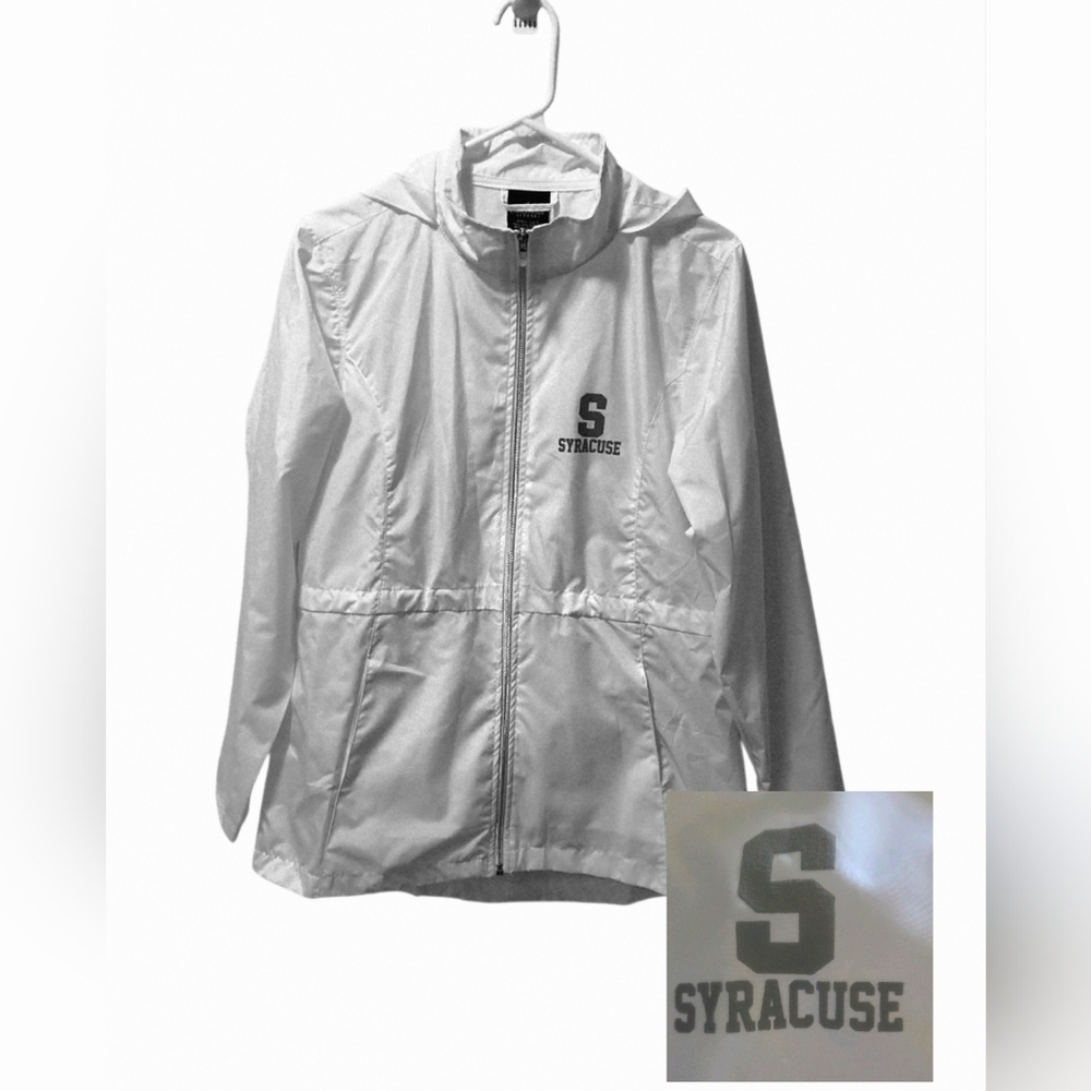 Syracuse White Lightweight Rain/Windbreaker Hooded Jacket
